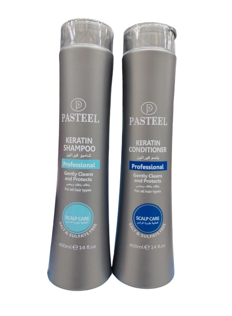 PASTEEL Professional Keratin Shampoo for Scalp Care All Hair Types 400ml - Image 2